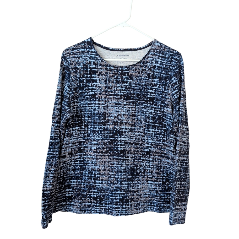 Croft & Barrow Long Sleeve Classic Tee Shirt LARGE Blue - Picture 2 of 12